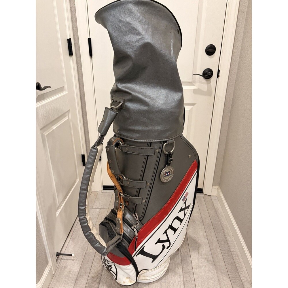 Vintage Leather & Vinyl Golf Cart LYNX Bob Pegis Pebble Beach Golf Bag Complete